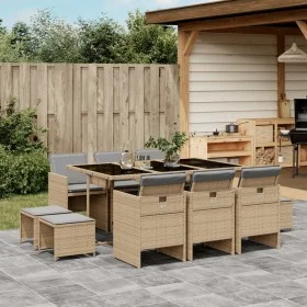 Set comedor de jardín 11 pzas con cojines ratán sintético beige de , Conjuntos de jardín - Ref: Foro24-3210672, Precio: 927,1...