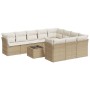 Set de sofás de jardín 11pzas con cojines ratán sintético beige de , Conjuntos de jardín - Ref: Foro24-3250067, Precio: 694,5...