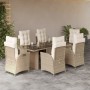 Set comedor de jardín 7 pzas con cojines ratán sintético beige en Conjuntos de jardín | Comprar online en Foru.es