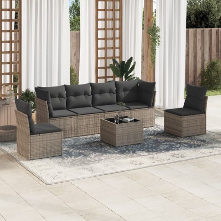 Set de sofás de jardín 7 piezas con cojines ratán PE gris de , Conjuntos de jardín - Ref: Foro24-3249219, Precio: 405,48 €, D...