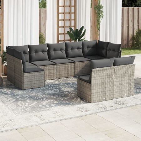 Set de muebles de jardín 9 pzas y cojines ratán sintético gris de , Conjuntos de jardín - Ref: Foro24-3249989, Precio: 575,04...