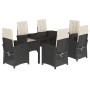 Set de comedor de jardín 7 pzas y cojines ratán sintético negro de , Conjuntos de jardín - Ref: Foro24-3212199, Precio: 849,1...