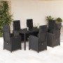 Set de comedor de jardín 7 pzas y cojines ratán sintético negro de , Conjuntos de jardín - Ref: Foro24-3212209, Precio: 788,9...