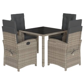 Set comedor de jardín 5 piezas con cojines ratán sintético gris de , Conjuntos de jardín - Ref: Foro24-3212214, Precio: 547,7...
