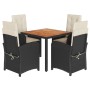 Set de muebles jardín 5 pzas con cojines ratán sintético negro de , Conjuntos de jardín - Ref: Foro24-3212223, Precio: 611,69...