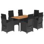 Set de comedor de jardín 7 pzas y cojines ratán sintético negro de , Conjuntos de jardín - Ref: Foro24-3212235, Precio: 807,4...