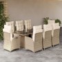 Set comedor de jardín 9 pzas con cojines ratán sintético beige en Conjuntos de jardín | Comprar online en Foru.es