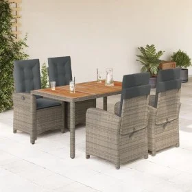 Set comedor de jardín 5 piezas con cojines ratán sintético gris de , Conjuntos de jardín - Ref: Foro24-3212242, Precio: 636,7...