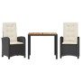 Set comedor de jardín 3 pzas con cojines ratán sintético negro de , Conjuntos de jardín - Ref: Foro24-3212221, Precio: 339,34...