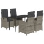 Set comedor de jardín 5 piezas con cojines ratán sintético gris de , Conjuntos de jardín - Ref: Foro24-3212353, Precio: 547,4...