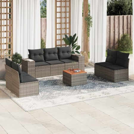 Set de sofás de jardín 8 pzas y cojines ratán sintético gris de , Conjuntos de jardín - Ref: Foro24-3257733, Precio: 461,72 €...