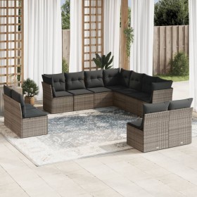 Set de sofás de jardín 11 pzas y cojines ratán sintético gris de , Conjuntos de jardín - Ref: Foro24-3249659, Precio: 624,26 ...
