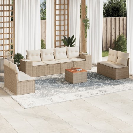 Set de sofás de jardín 9 pzas con cojines ratán sintético beige de , Conjuntos de jardín - Ref: Foro24-3257738, Precio: 569,7...