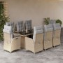 Set comedor de jardín 9 pzas con cojines ratán sintético beige en Conjuntos de jardín | Comprar online en Foru.es