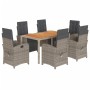 Set comedor jardín 7 pzas y cojines ratán sintético gris de , Conjuntos de jardín - Ref: Foro24-3212483, Precio: 870,68 €, De...