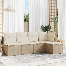 Juego de sofás jardín con cojines 5 pzas ratán sintético beige de , Conjuntos de jardín - Ref: Foro24-3249357, Precio: 316,08...
