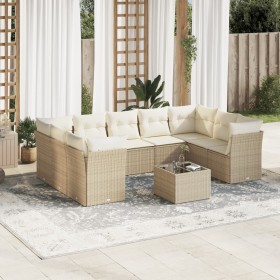 Juego de sofás jardín con cojines beige 10 pzas ratán sintético de , Conjuntos de jardín - Ref: Foro24-3249977, Precio: 665,5...