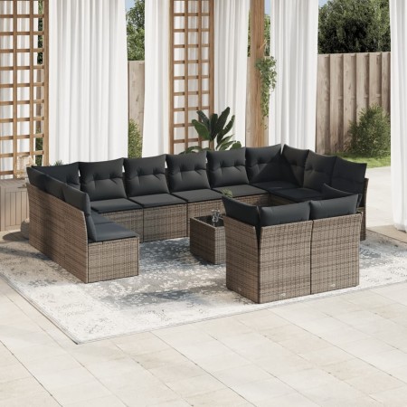 Set sofás de jardín con cojines 13 piezas ratán sintético gris de , Conjuntos de jardín - Ref: Foro24-3250279, Precio: 809,50...