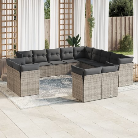 Set sofás de jardín con cojines 13 piezas ratán sintético gris de , Conjuntos de jardín - Ref: Foro24-3250389, Precio: 870,62...