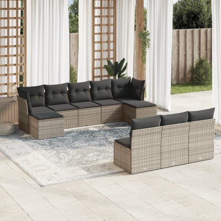 Set de sofás de jardín 10 pzas con cojines ratán sintético gris de , Conjuntos de jardín - Ref: Foro24-3250129, Precio: 537,0...