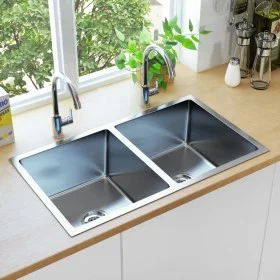 Fregadero de cocina hecho a mano acero inoxidable de vidaXL, Fregaderos - Ref: Foro24-145079, Precio: 118,50 €, Descuento: %