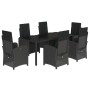 Set de comedor de jardín 7 pzas y cojines ratán sintético negro de , Conjuntos de jardín - Ref: Foro24-3212460, Precio: 870,2...