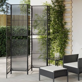 Biombo de 5 paneles ratán sintético negro de , Divisores de ambientes - Ref: Foro24-365396, Precio: 135,90 €, Descuento: %