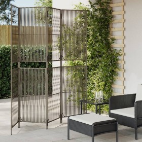 Biombo de 4 paneles ratán sintético gris de , Divisores de ambientes - Ref: Foro24-365394, Precio: 115,52 €, Descuento: %