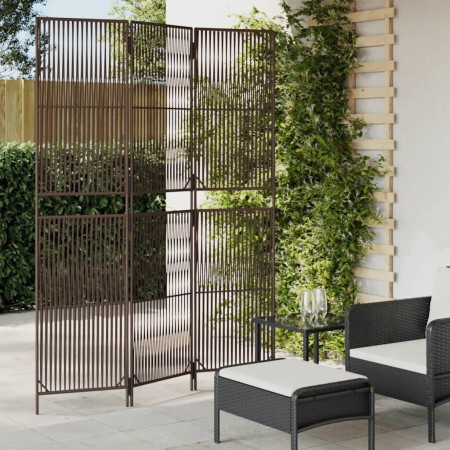Biombo de 3 paneles ratán sintético marrón de , Divisores de ambientes - Ref: Foro24-365389, Precio: 88,45 €, Descuento: %
