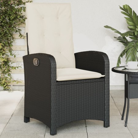 Sillón reclinable de jardín con cojines ratán sintético negro de , Sillas de jardín - Ref: Foro24-365160, Precio: 109,07 €, D...