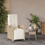 Sillón reclinable de jardín con reposapiés ratán PE beige de , Sillas de jardín - Ref: Foro24-365188, Precio: 131,99 €, Descu...