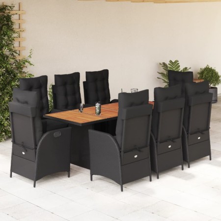 Set de comedor de jardín 9 pzas y cojines ratán sintético negro en Conjuntos de jardín | Comprar online en Foru.es