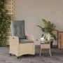 Sillón reclinable de jardín con cojines ratán PE beige mixto de , Sillas de jardín - Ref: Foro24-365213, Precio: 152,71 €, De...