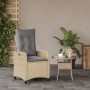 Sillón reclinable de jardín con cojines ratán PE beige mixto de , Sillas de jardín - Ref: Foro24-365213, Precio: 127,03 €, De...