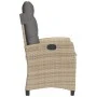 Sillón reclinable de jardín con cojines ratán PE beige mixto de , Sillas de jardín - Ref: Foro24-365213, Precio: 152,71 €, De...