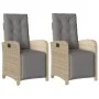 Sillón reclinable jardín reposapiés 2 uds ratán PE beige mezcla de , Sillas de jardín - Ref: Foro24-365197, Precio: 303,40 €,...