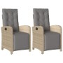 Sillón reclinable jardín reposapiés 2 uds ratán PE beige mezcla de , Sillas de jardín - Ref: Foro24-365197, Precio: 260,19 €,...