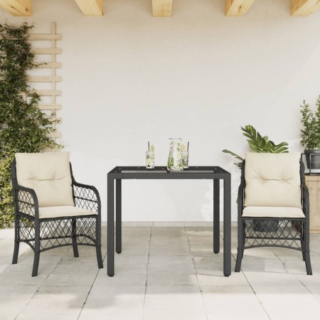 Mesita y sillas con cojines 3 piezas ratán sintético negro de , Conjuntos de jardín - Ref: Foro24-3212018, Precio: 272,75 €, ...