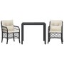 Mesita y sillas con cojines 3 piezas ratán sintético negro de , Conjuntos de jardín - Ref: Foro24-3212018, Precio: 272,75 €, ...