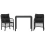 Mesita y sillas con cojines 3 piezas ratán sintético negro de , Conjuntos de jardín - Ref: Foro24-3212024, Precio: 267,82 €, ...
