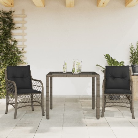 Sillas y mesita de jardín con cojines 3 piezas ratán PE gris de , Conjuntos de jardín - Ref: Foro24-3212030, Precio: 270,31 €...