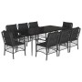 Set de comedor de jardín 9 pzas y cojines ratán sintético negro de , Conjuntos de jardín - Ref: Foro24-3212102, Precio: 944,7...