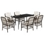 Set comedor de jardín 7 pzas con cojines ratán sintético marrón de , Conjuntos de jardín - Ref: Foro24-3212114, Precio: 660,1...