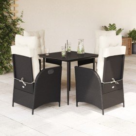 Set de muebles jardín 5 pzas con cojines ratán sintético negro en Conjuntos de jardín | Comprar online en Foru.es