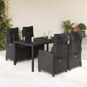 Set de muebles jardín 5 pzas con cojines ratán sintético negro de , Conjuntos de jardín - Ref: Foro24-3212638, Precio: 666,20...