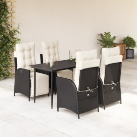 Set de muebles jardín 5 pzas con cojines ratán sintético negro en Conjuntos de jardín | Comprar online en Foru.es