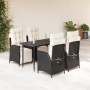 Set de muebles jardín 5 pzas con cojines ratán sintético negro en Conjuntos de jardín | Comprar online en Foru.es