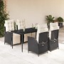 Set de muebles jardín 5 pzas con cojines ratán sintético negro en Conjuntos de jardín | Comprar online en Foru.es