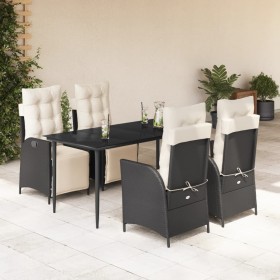 Set de muebles jardín 5 pzas con cojines ratán sintético negro en Conjuntos de jardín | Comprar online en Foru.es