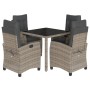 Set comedor de jardín 5 piezas con cojines ratán sintético gris de , Conjuntos de jardín - Ref: Foro24-3212646, Precio: 588,7...